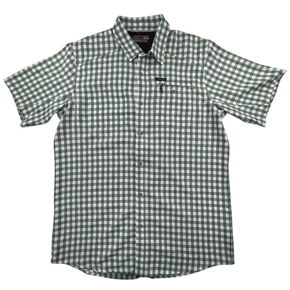 Wrangler Green Gingham Check Short Sleeve Button-Down Shirt - LT‎ - Picture 1 of 8